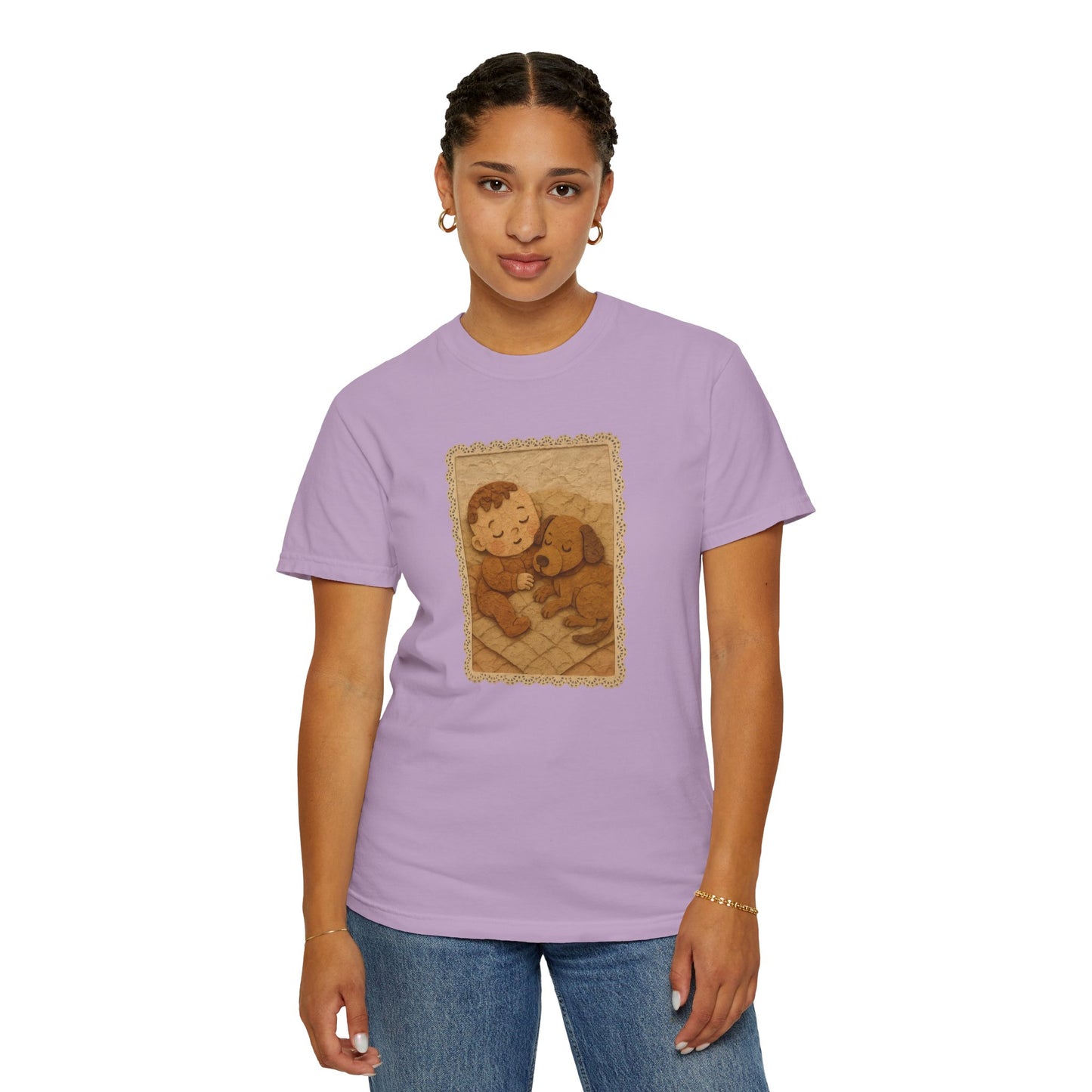 Cute Baby & Puppy Graphic Tee, Cozy Shirt for Dog Lovers and Parents, Gifts for Baby Showers, Birthdays, or Any Celebration