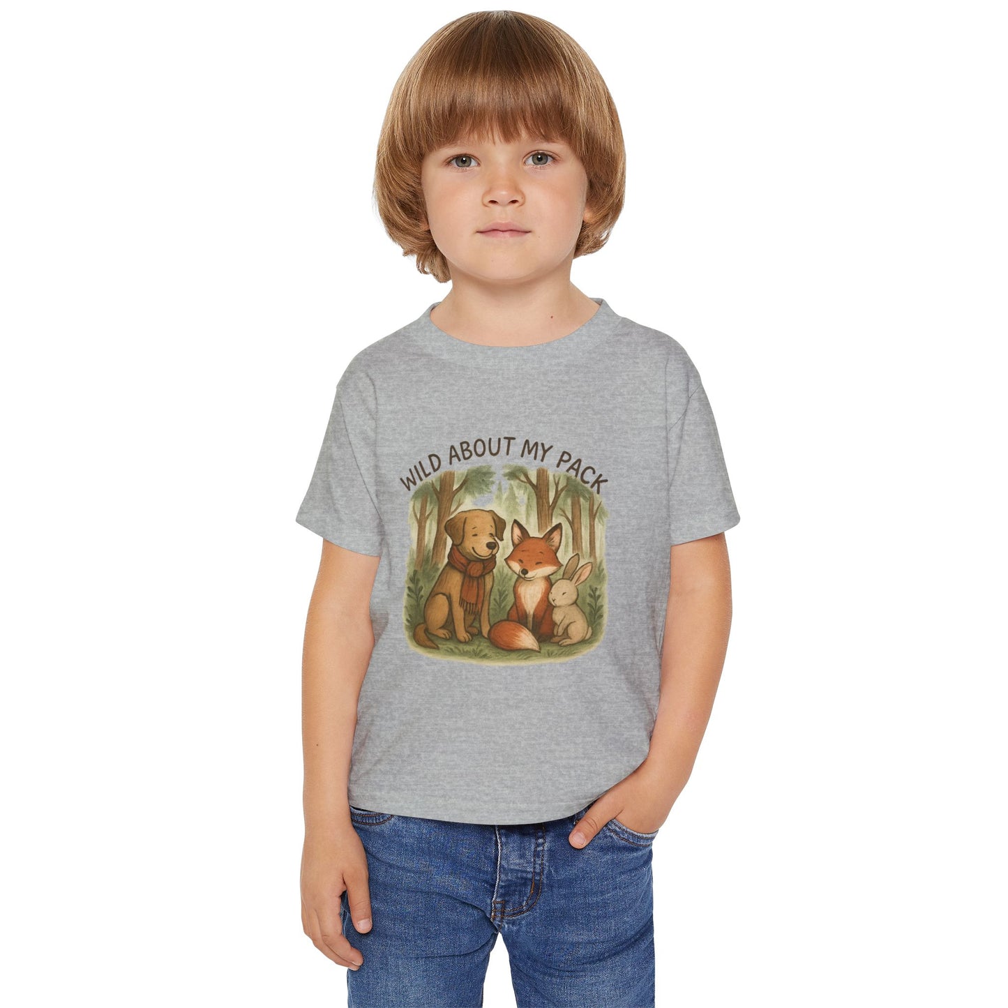 Wild About My Pack Toddler T-shirt, Kids Animal Tee, Cute Toddler Shirt, Forest Friends Apparel, Baby Shower Gift, Playful Nature Top