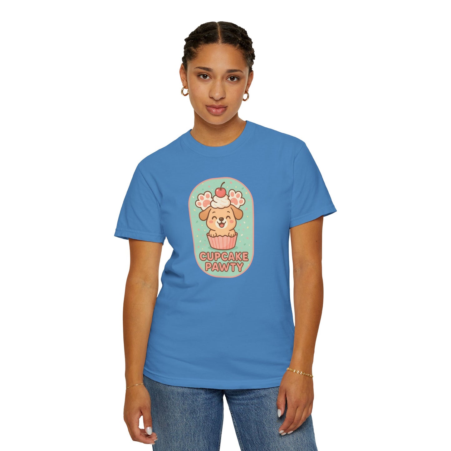 Cute Dog Cupcake Pawty Unisex T-shirt, Perfect for Animal Lovers, Pet Birthdays, Gifts, Casual Wear, Fun Gatherings, Dog Celebrations