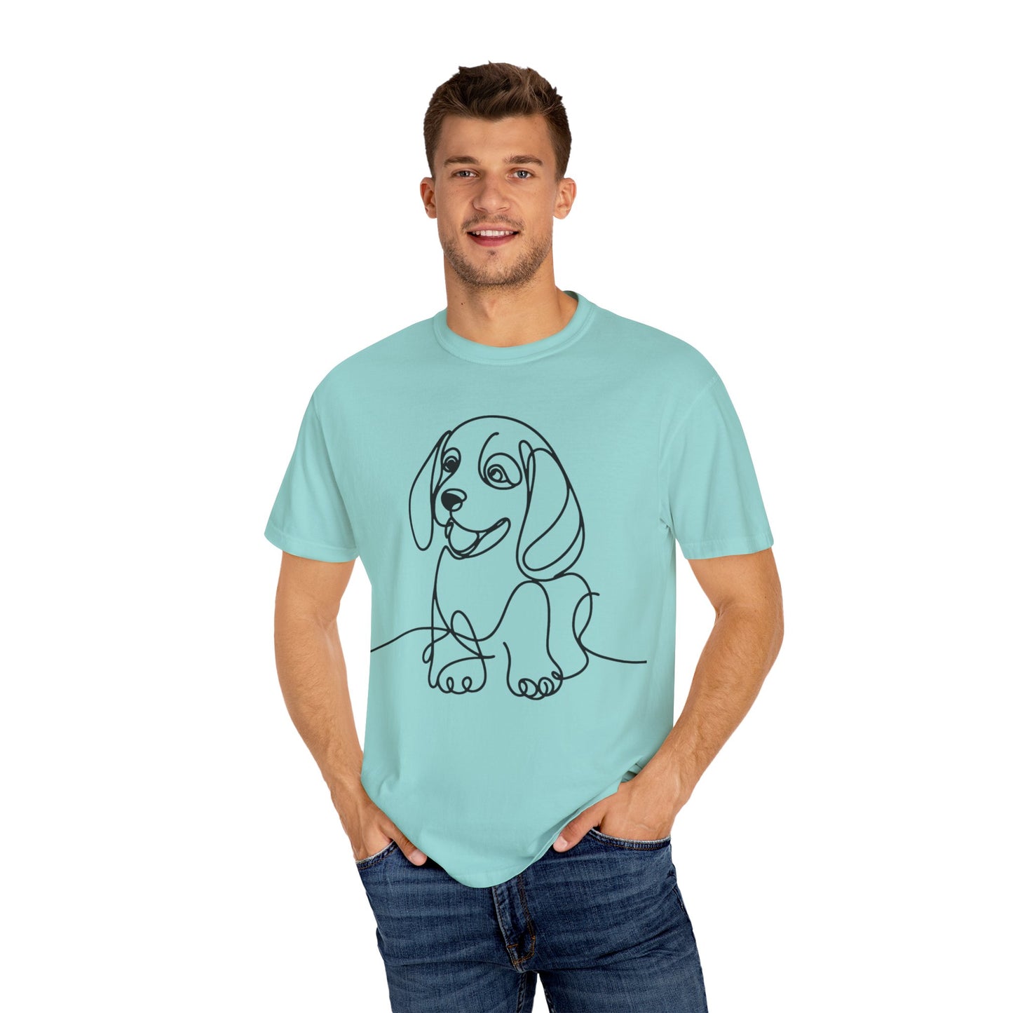 I๐ถ Nose First โ Minimalist Beagle Line Art Tee - Cute Dog Line Art Unisex T-Shirt