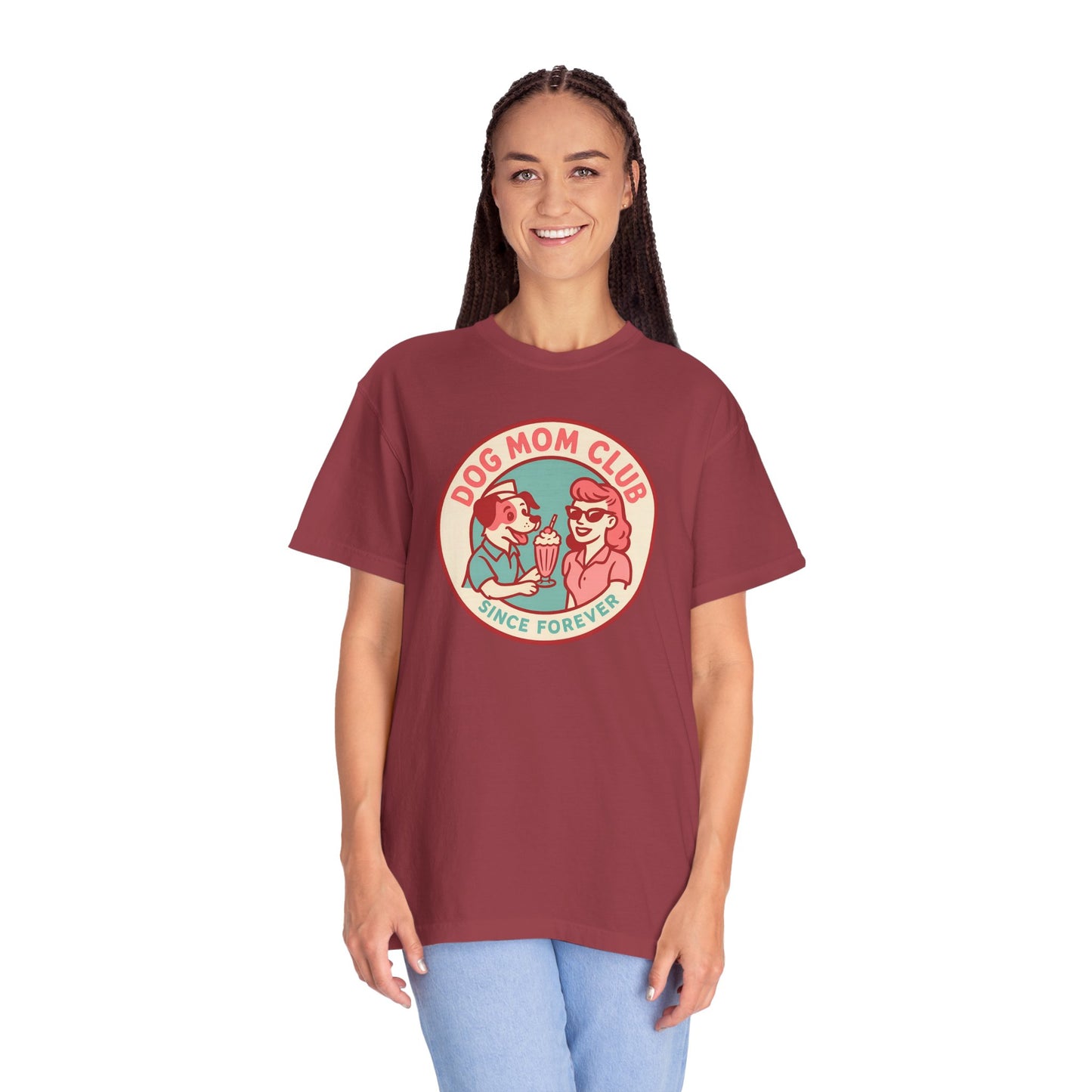 Dog Mom Club Garment-Dyed Tee | Casual Women's T-Shirt | Pet Lover Gift | Dog Mom Apparel | Cute Animal Lover Shirt