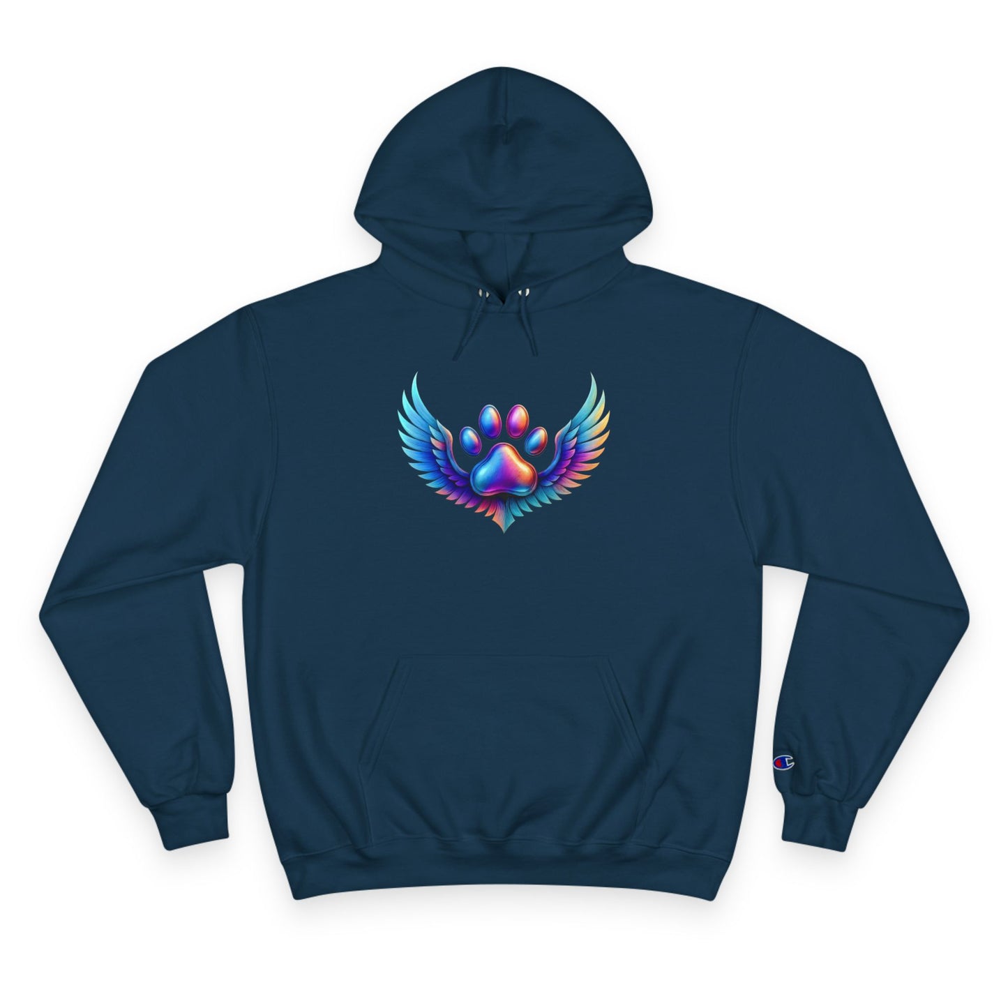 Colorful Paw Print Champion Hoodie, Pet Lover Gift, Animal Rescue Support, Cozy Casual Sweatshirt, Unique Animal Design