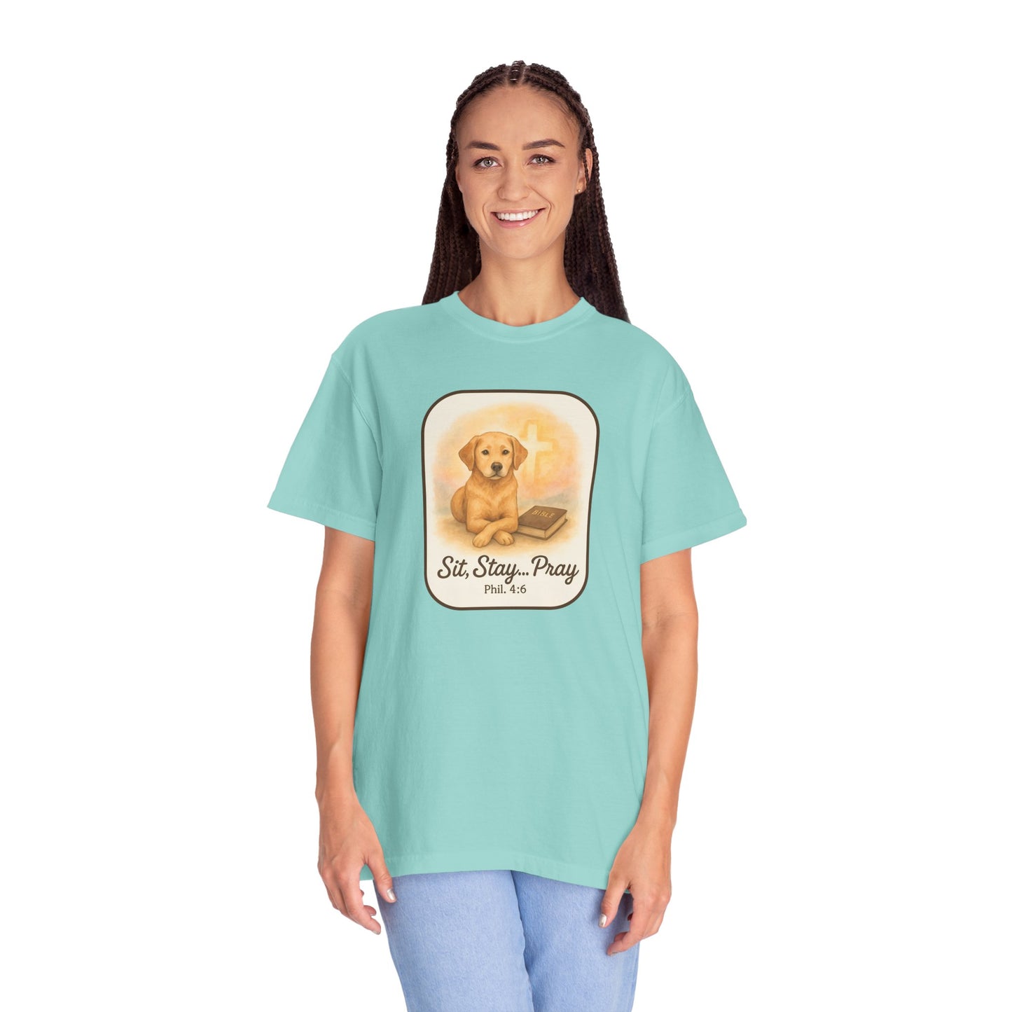 Faith-Inspired Dog Lovers T-Shirt, Unisex Tee, Gift for Pet Owners, Friendship Apparel, Casual Church Wear, Stay Pray Dog Design