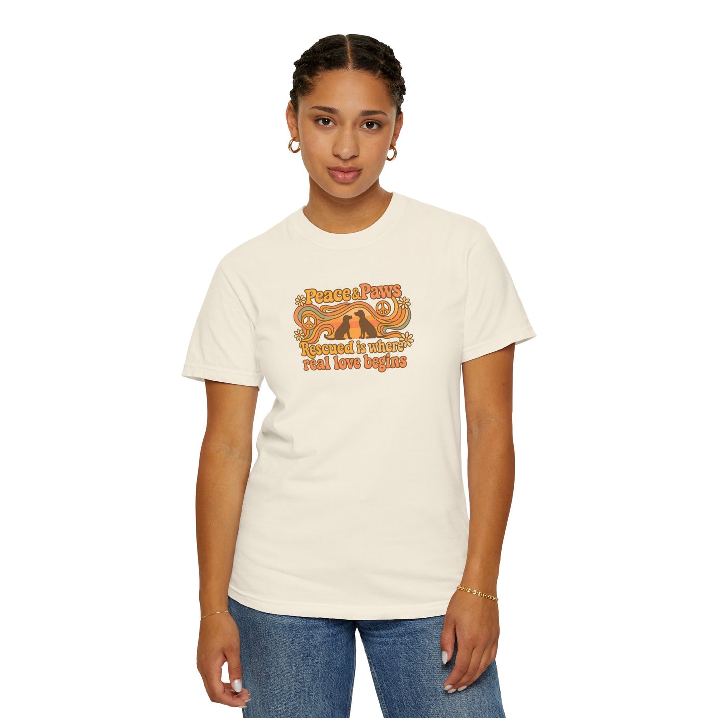 Peace & Paws T-Shirt, Perfect Gift for Couples, Vintage Style Tee, Unisex Casual Wear, Summer Fashion, Statement Shirt