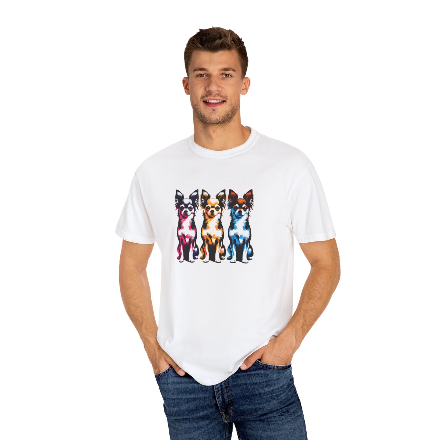 Colorful Chihuahua T-Shirt - Fun & Stylish Unisex Garment-Dyed Tee