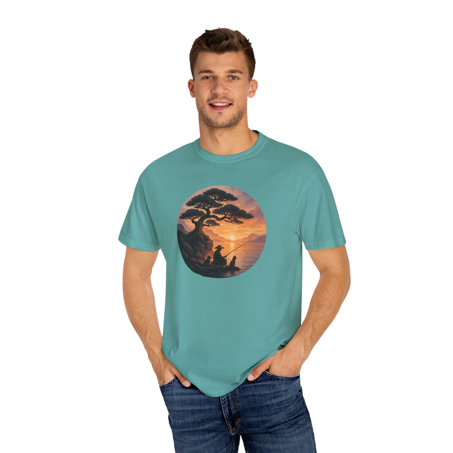 Vintage Sunset Fisherman Unisex T-shirt