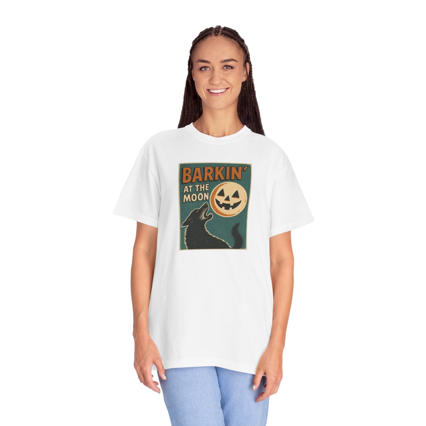 Spooky Howling Dog T-Shirt | Halloween Shirt | Mens Unisex Tee | Halloween Costume | Dog Lover Apparel | Barkin' at the Moon Tee