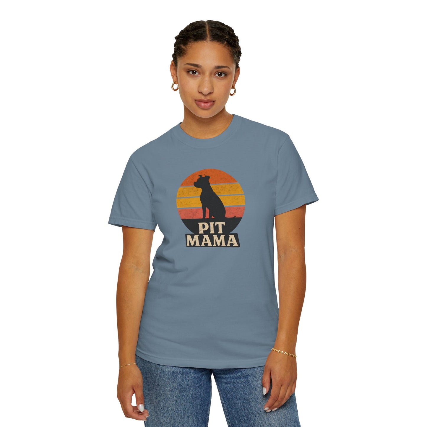 PIT MAMA Unisex Garment-Dyed T-Shirt, Dog Lover Gift, Pet Mom Apparel, Casual Tee, Perfect for Everyday Wear