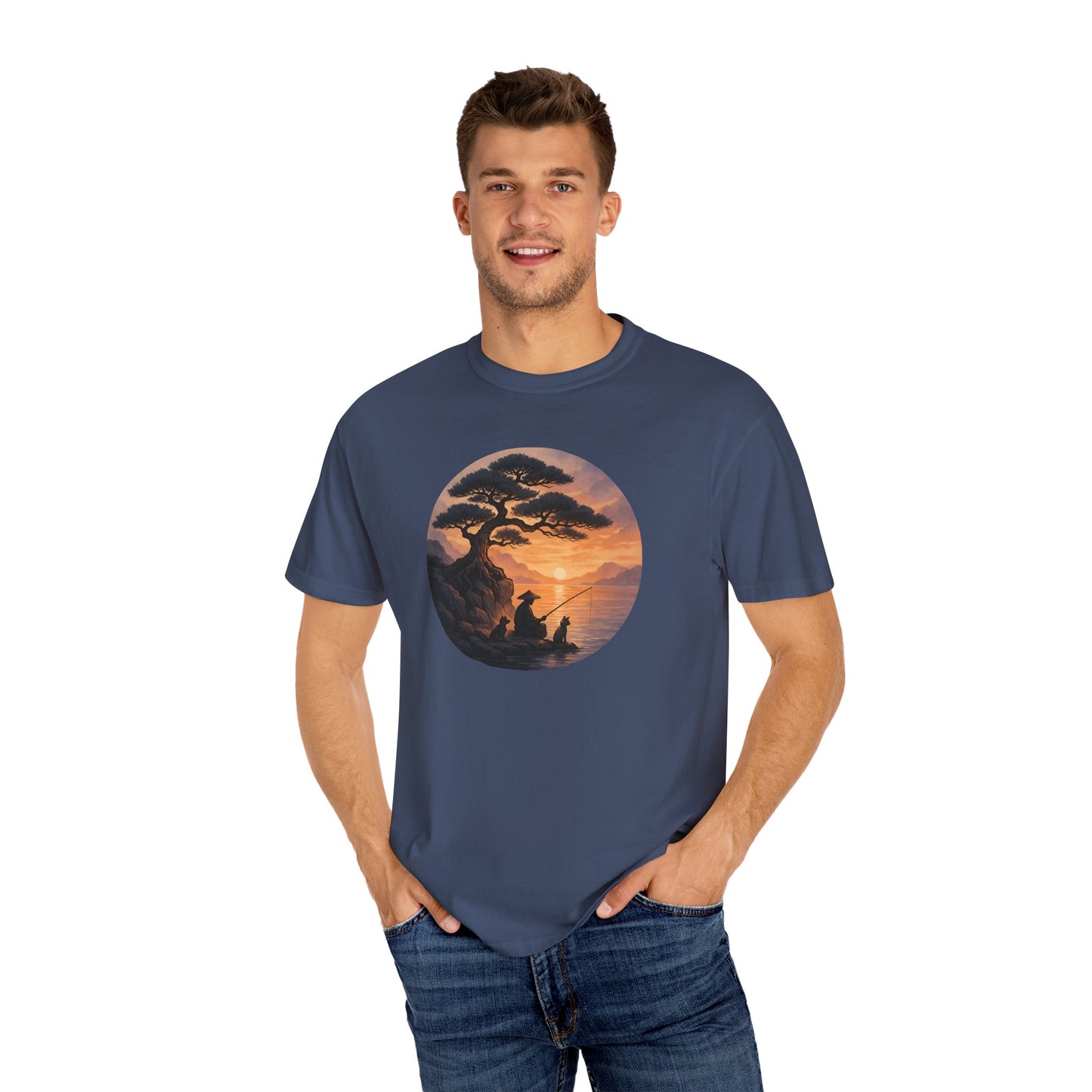 Vintage Sunset Fisherman Unisex T-shirt