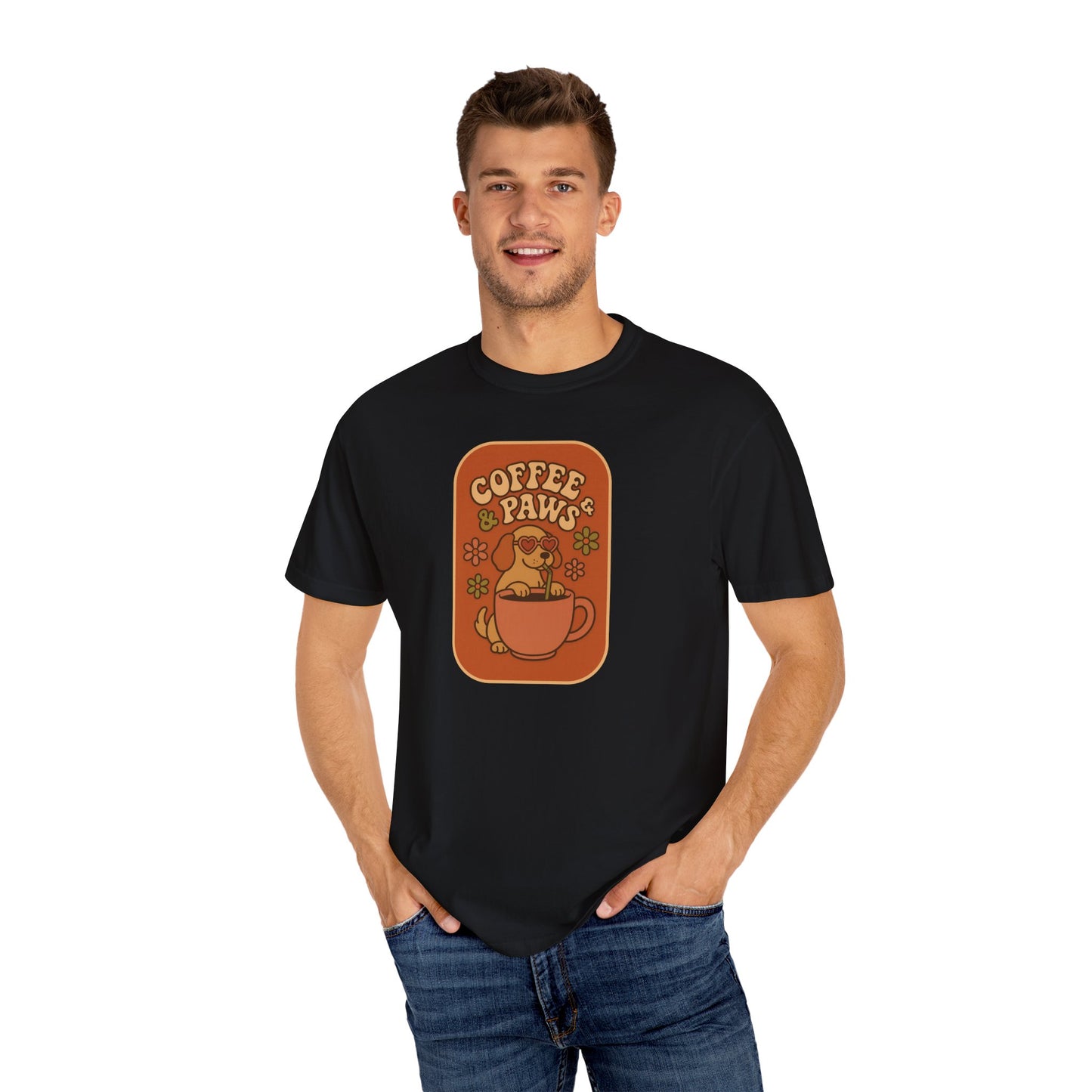 Coffee Paws Unisex T-shirt - Perfect for Dog Lovers, Casual Wear, Gift for Pet Owners, Cozy Vibe, Every Day Wear