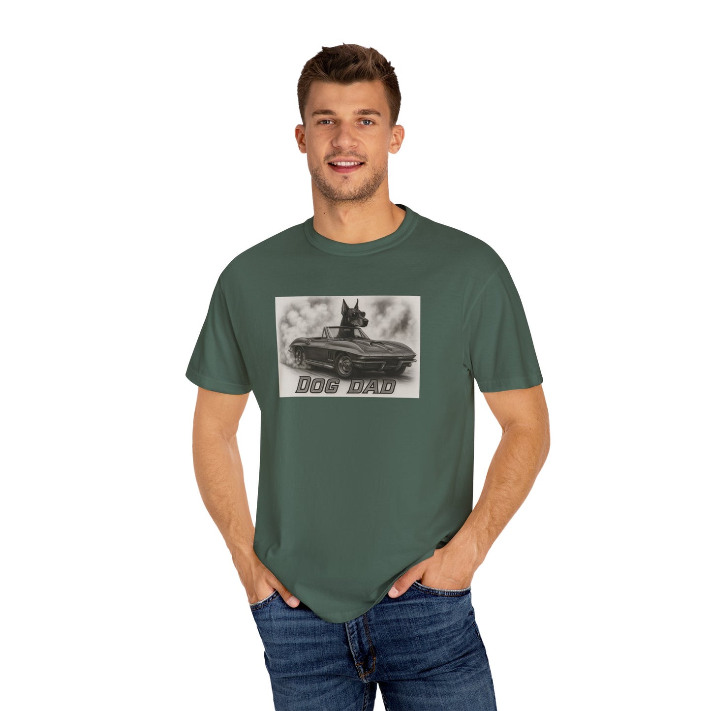 Dog Dad - Doberman - Cool Dogs in Cool Cars T-Shirt Collection | Funny Dog Lover Apparel for Men