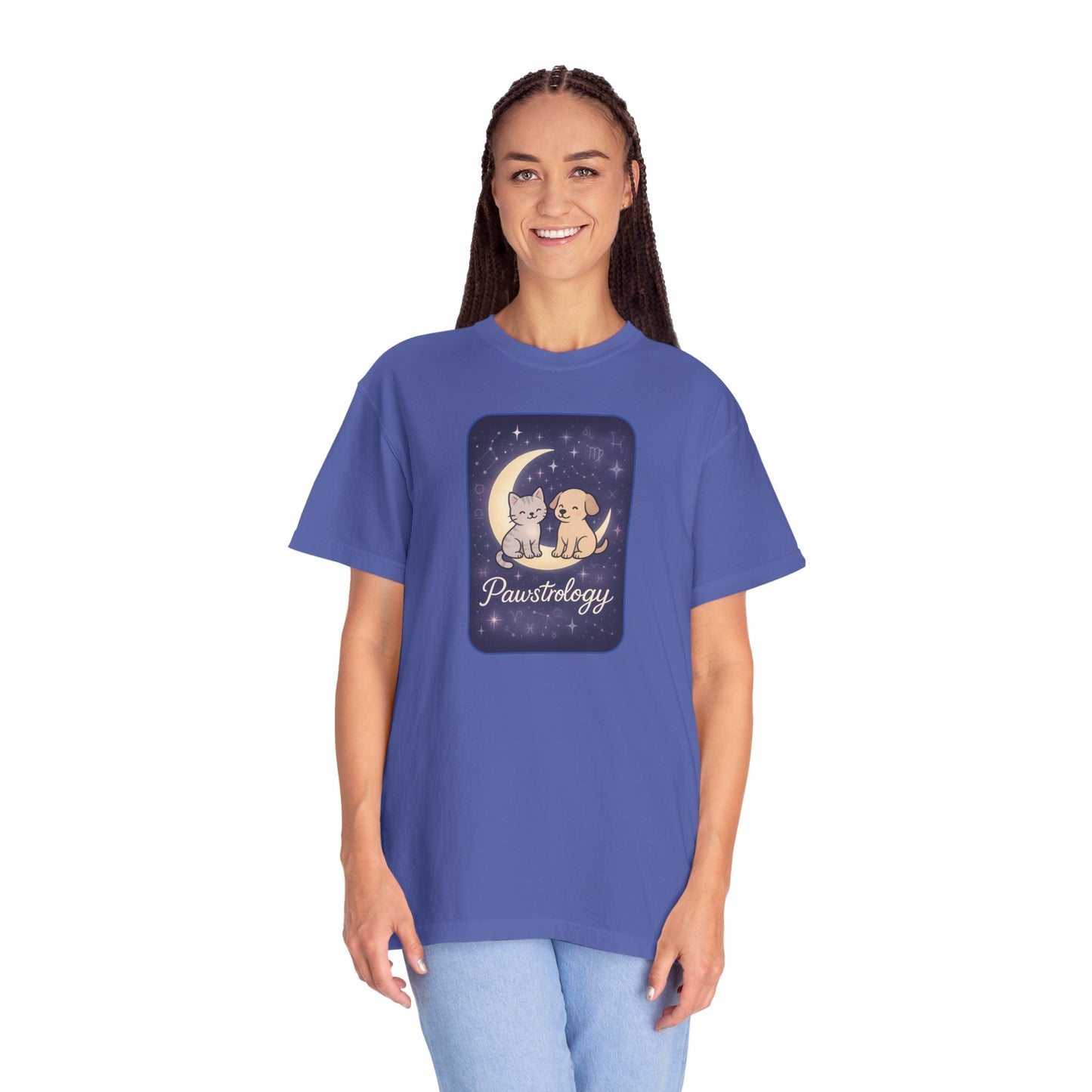 Pawstrology Graphic T-shirt, Cute Pet Astrology Tee, Unisex Animal Lover Shirt, Gifts for Cat Dog Owners, Celestial Pet Apparel