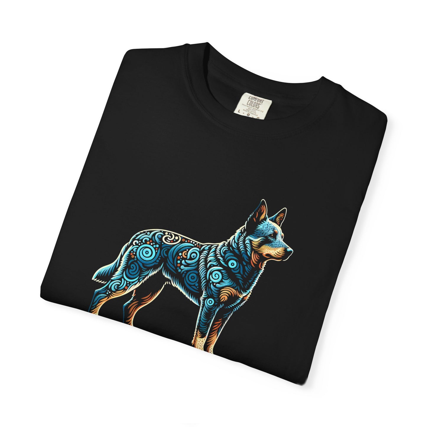 Vibrant Blue Heeler Print Unisex Garment-Dyed T-shirt - Perfect for Animal Lovers