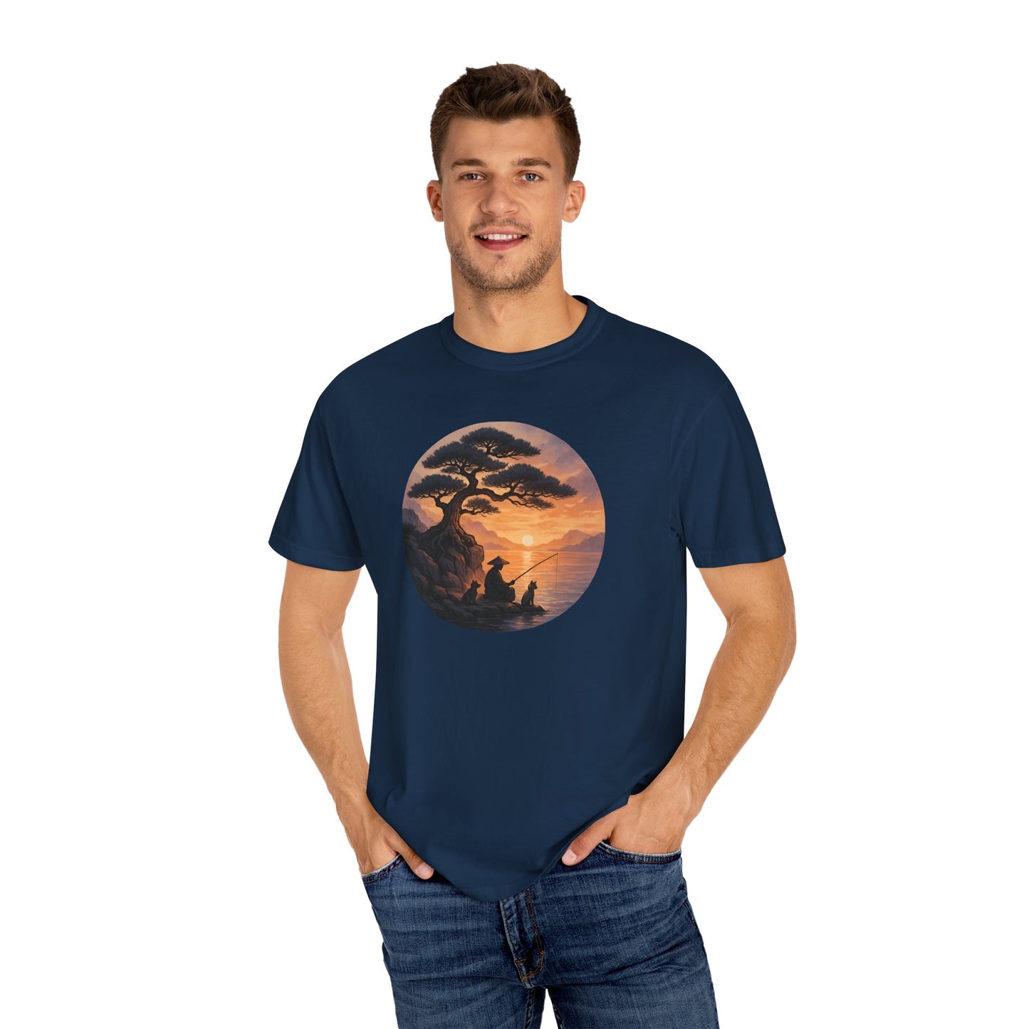 Vintage Sunset Fisherman Unisex T-shirt