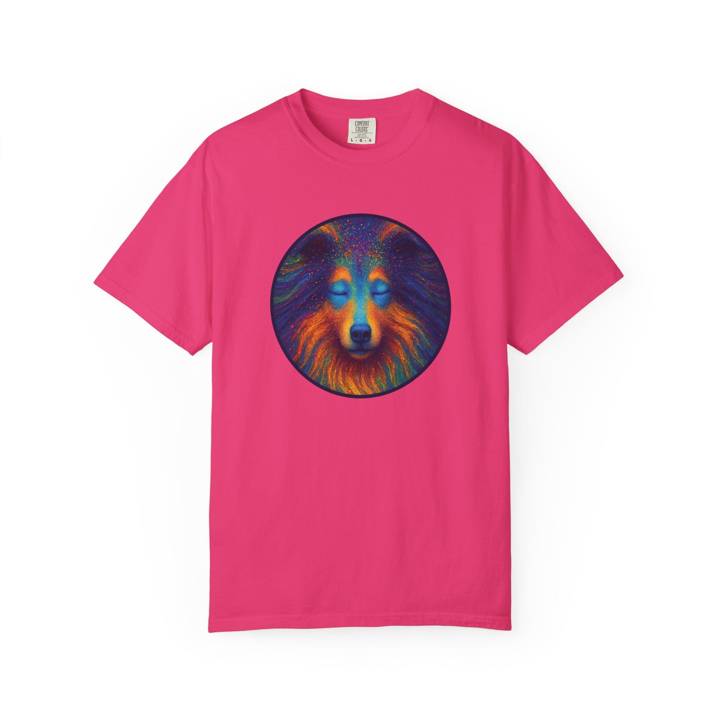 Vibrant Art T-Shirt, Psychedelic Collie Shirt, Unisex Tee, Unique Graphic Tee, Bohemian Style T-Shirt, Nature Lover Gift