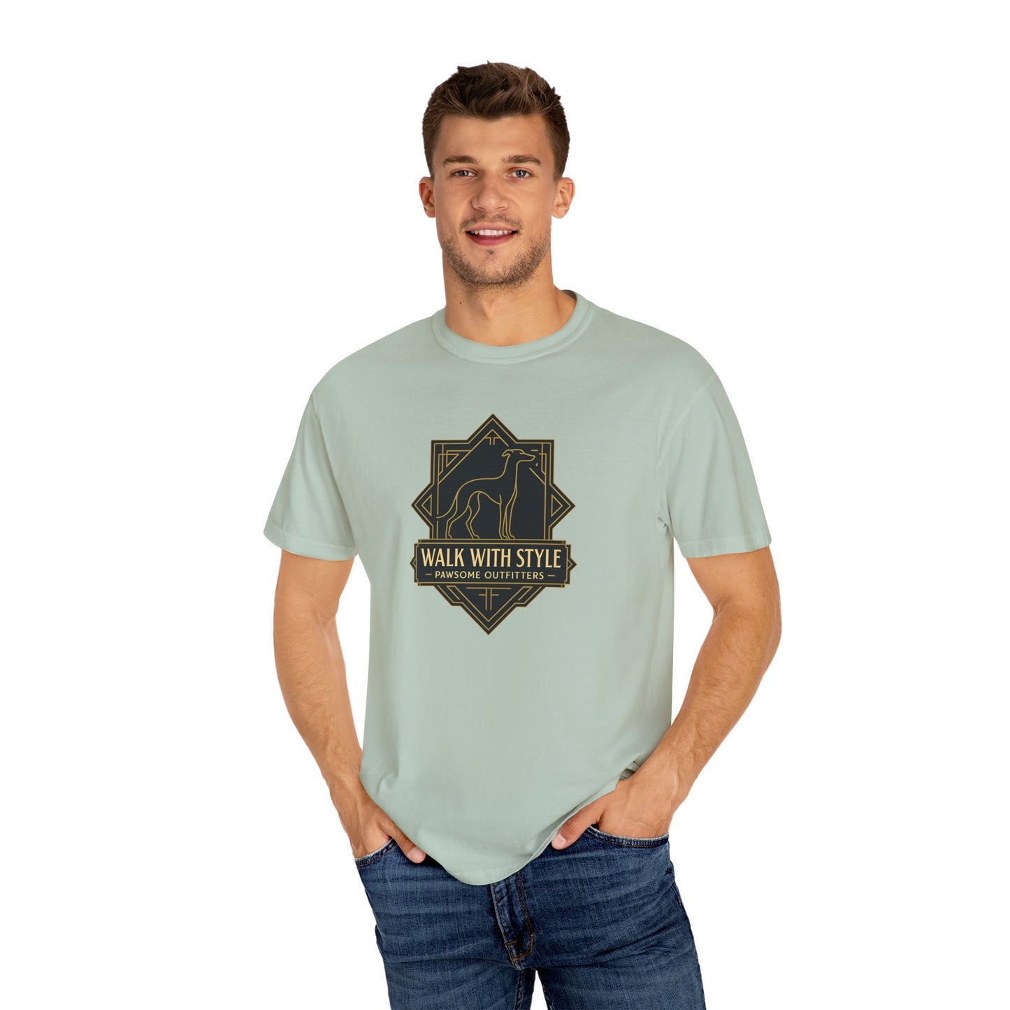 Stylish Unisex Tee - Walk with Style Graphic Shirt, Casual Wear, Gift for Dog Lovers, Relaxed Fit, Everyday Comfort