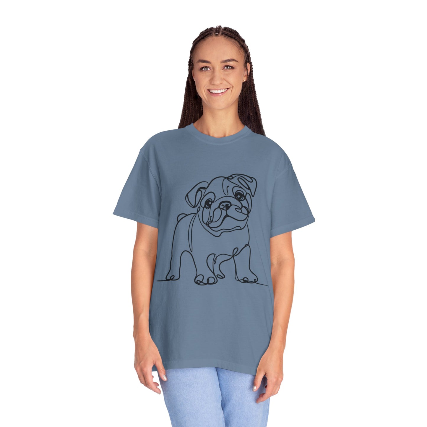 Unisex Garment-Dyed T-shirt with Minimalist Bulldog Design