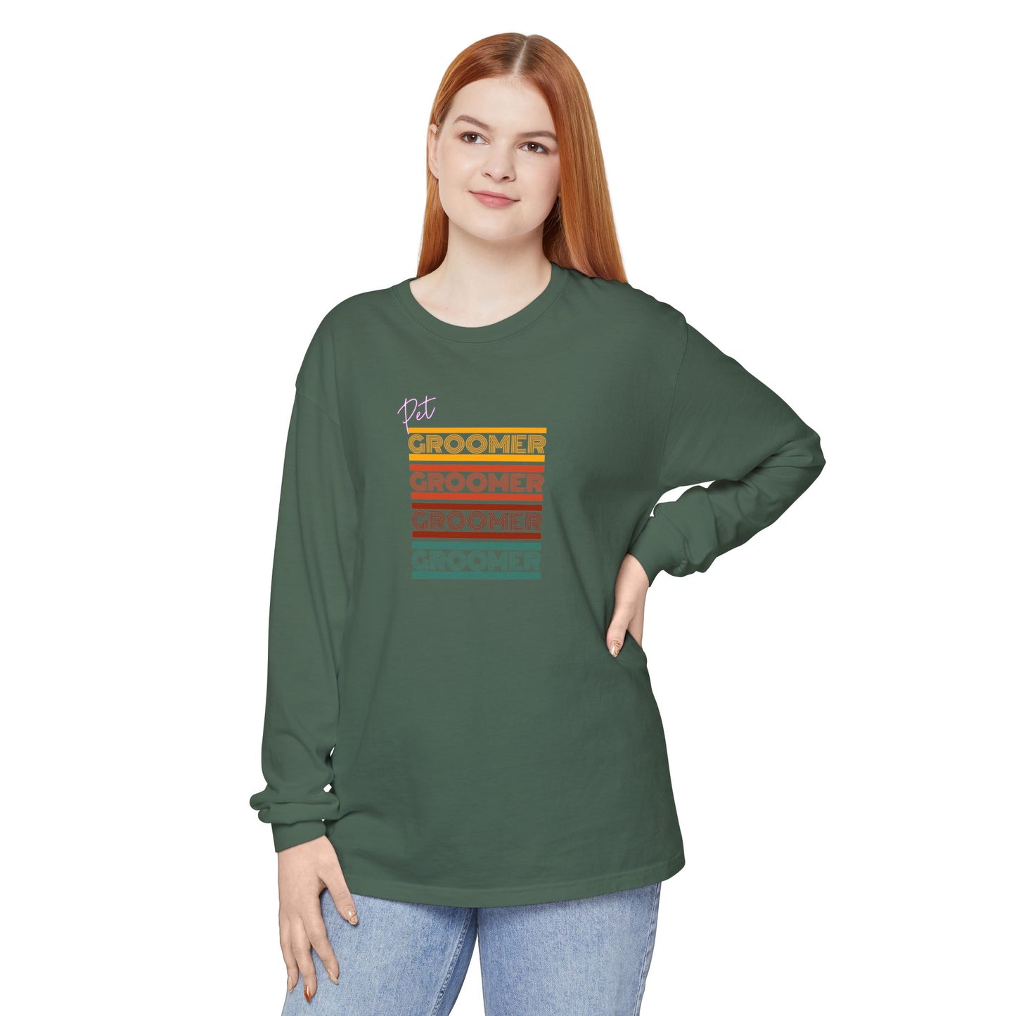 Unisex Long Sleeve T-Shirt - Retro Groomer Graphic Tee
