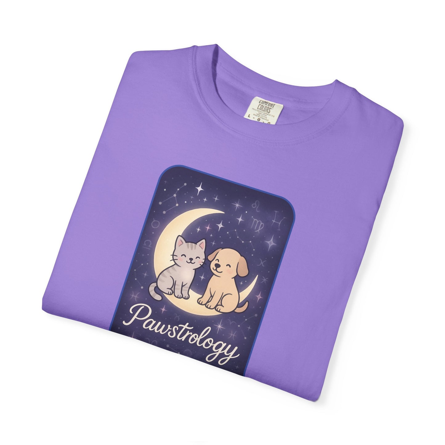 Pawstrology Graphic T-shirt, Cute Pet Astrology Tee, Unisex Animal Lover Shirt, Gifts for Cat Dog Owners, Celestial Pet Apparel