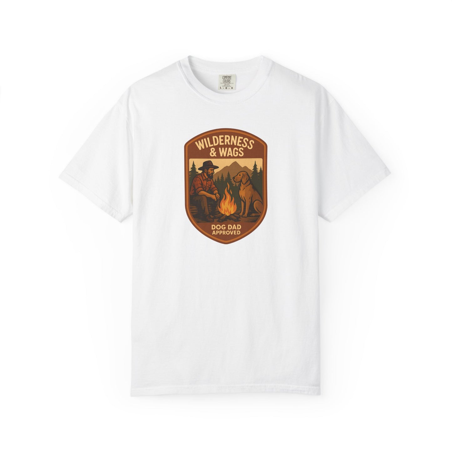 Wilderness & Wags Dog Dad Unisex T-Shirt, Dog Lover Gift, Camping Tee, Father’s Day Apparel, Nature-Inspired Shirt