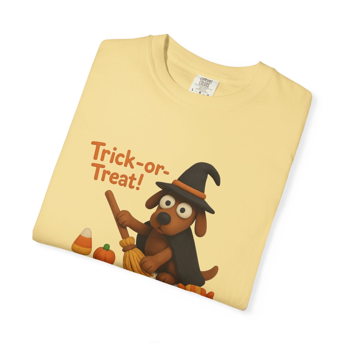Cute Halloween Dog T-Shirt, Trick-or-Treat Shirt, Fall Apparel, Pet Lover Gift, Unisex Halloween Clothing, Animal Lover Tee