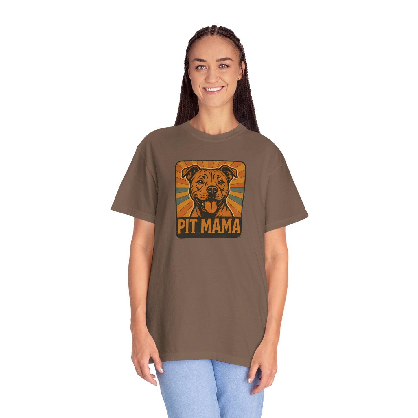 Pit Mama Unisex Garment-Dyed T-Shirt, Dog Lover Gift, Animal Rescue Tee, Pitbull Mom Shirt, Casual Wear, Pet Mom Apparel