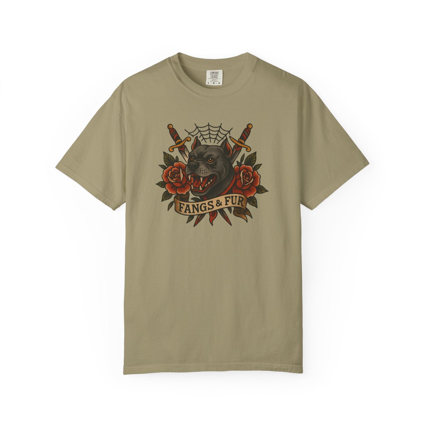 Fangs & Fur Unisex T-Shirt, Gothic Tee, Halloween Apparel, Alternative Fashion, Cat & Rose Design, Graphic T-Shirt