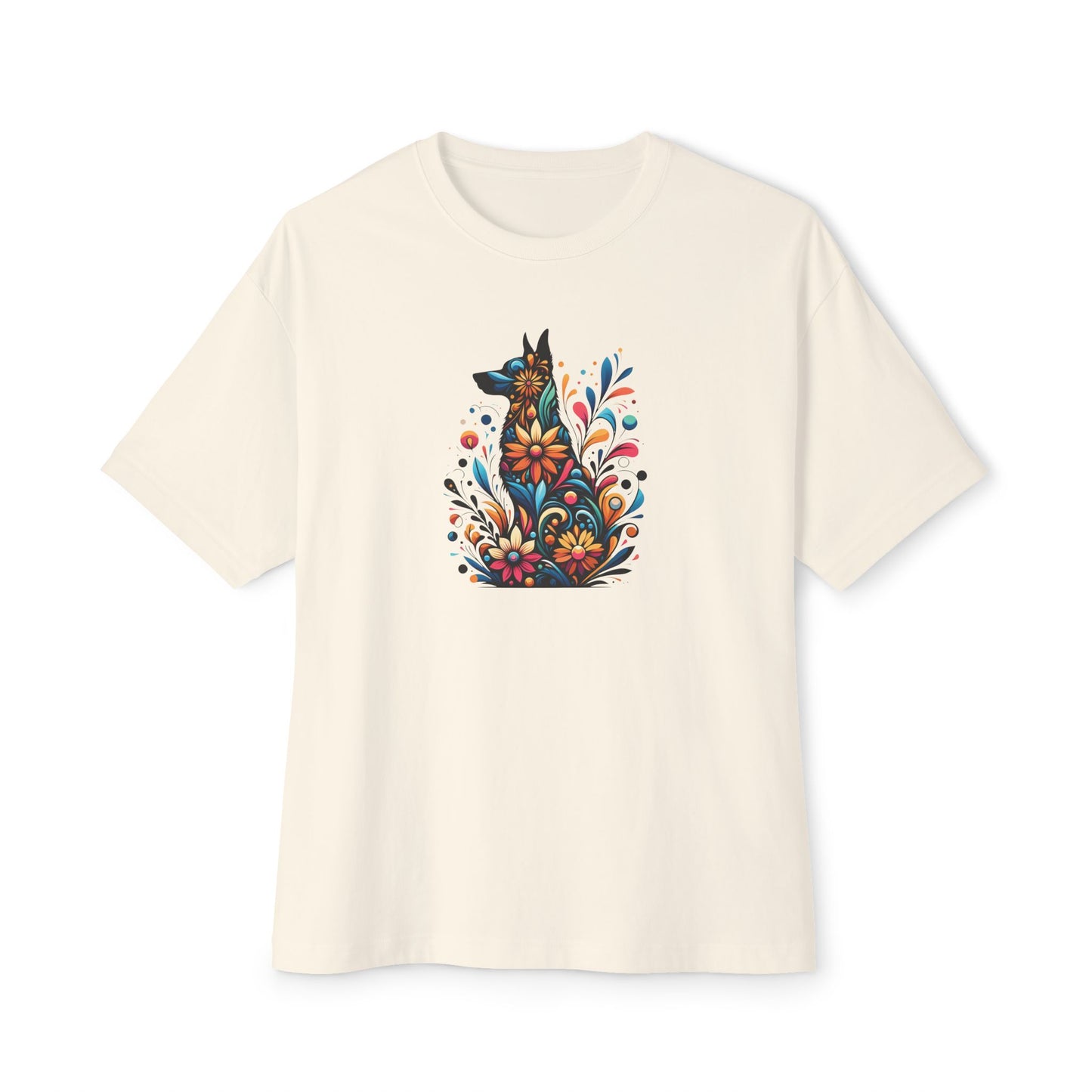 Floral German Shepard Oversized Tee – Unisex Graphic T-Shirt for Pet Lovers