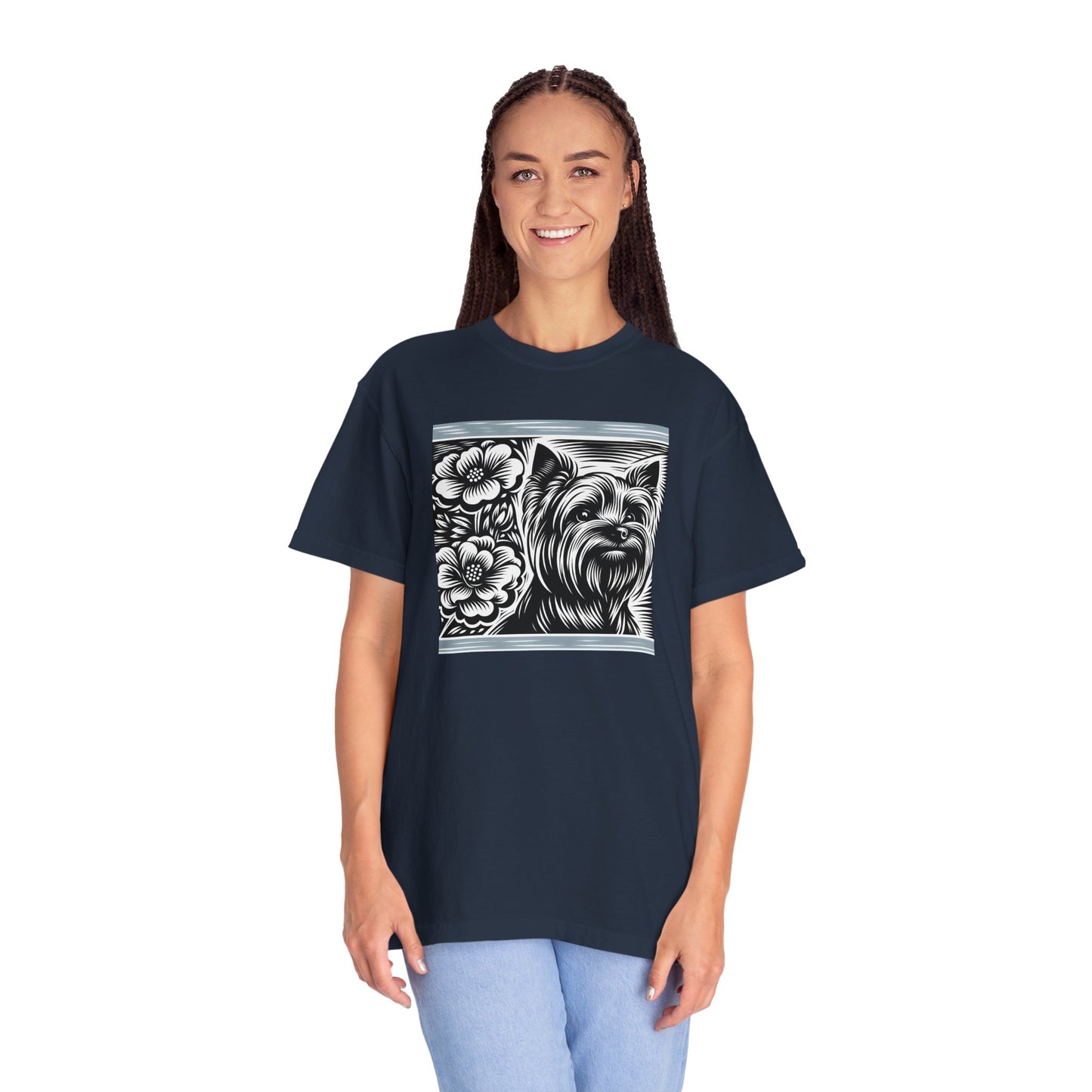 Cute Yorkie Floral T-Shirt for Dog Lovers