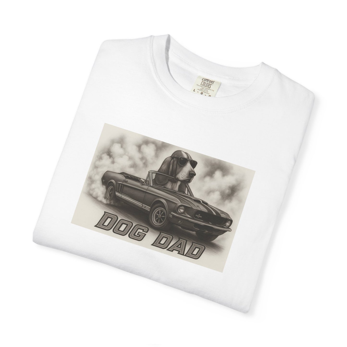 Dog Dad - Basset Hound - Cool Dogs in Cool Cars T-Shirt Collection | Funny Dog Lover Apparel for Men