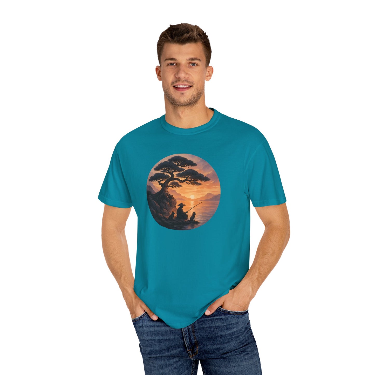 Vintage Sunset Fisherman Unisex T-shirt