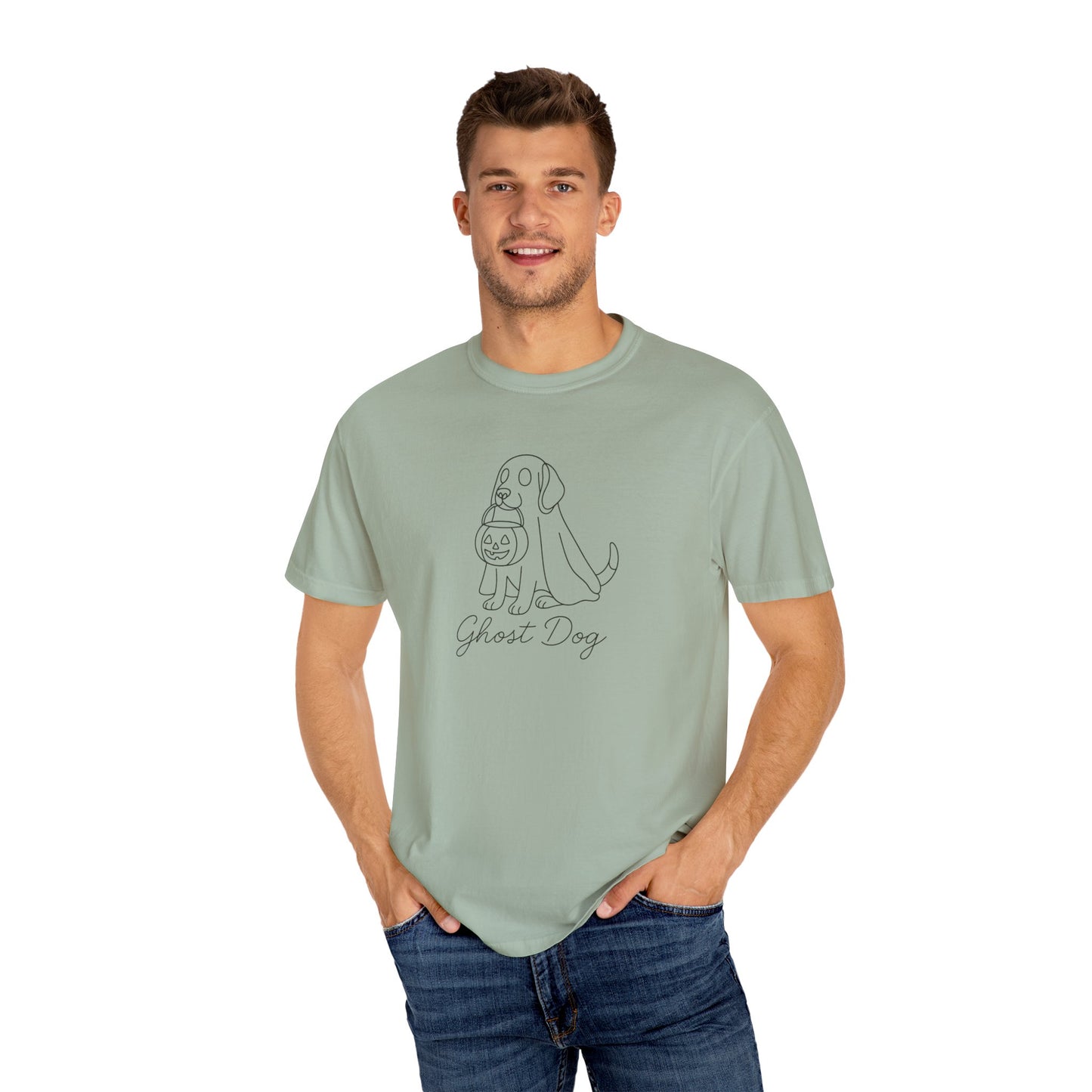 Ghost Dog Halloween T-Shirt, Unisex Tee, Casual Fall Apparel, Pet Lover Gift, Spooky Dog Shirt, Fun Trick-or-Treat Outfit