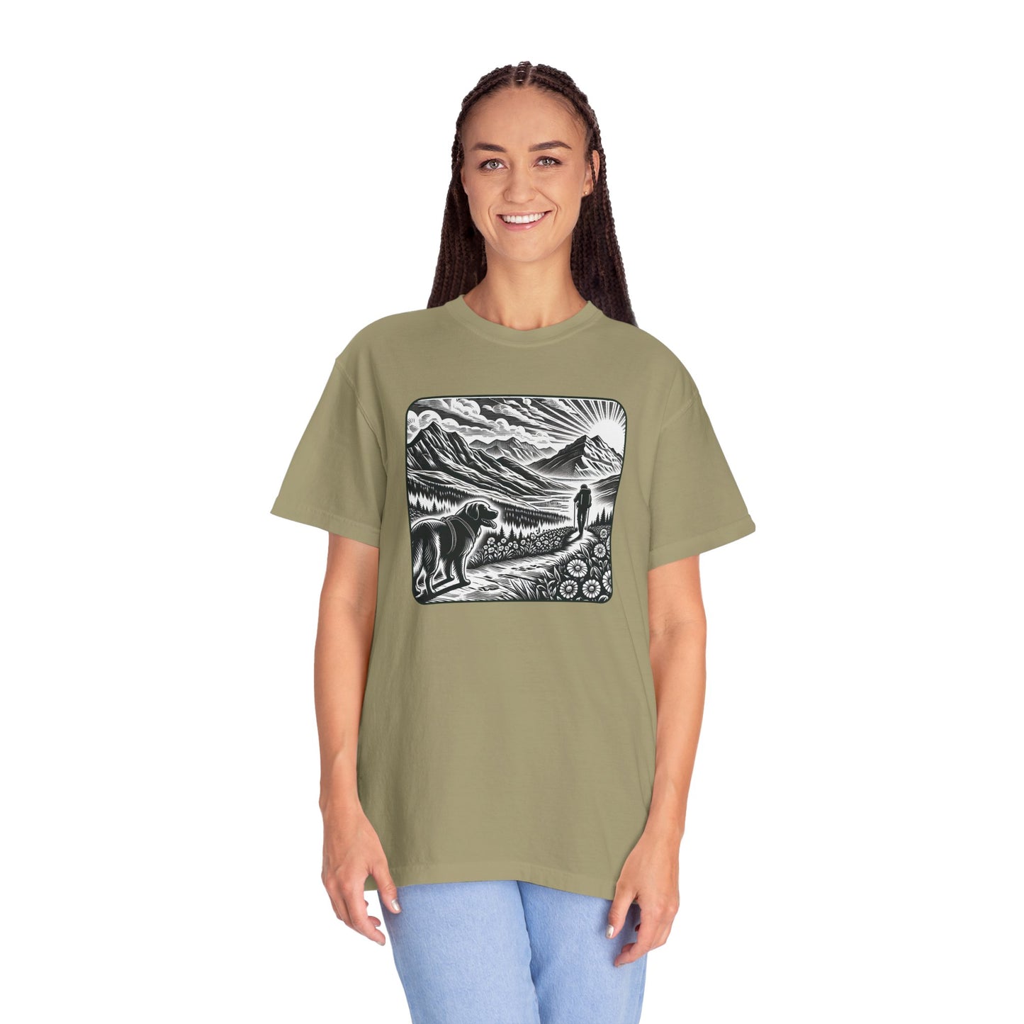 Hiker Unisex Garment-Dyed T-Shirt with Nature Design - Perfect for Outdoor Lovers