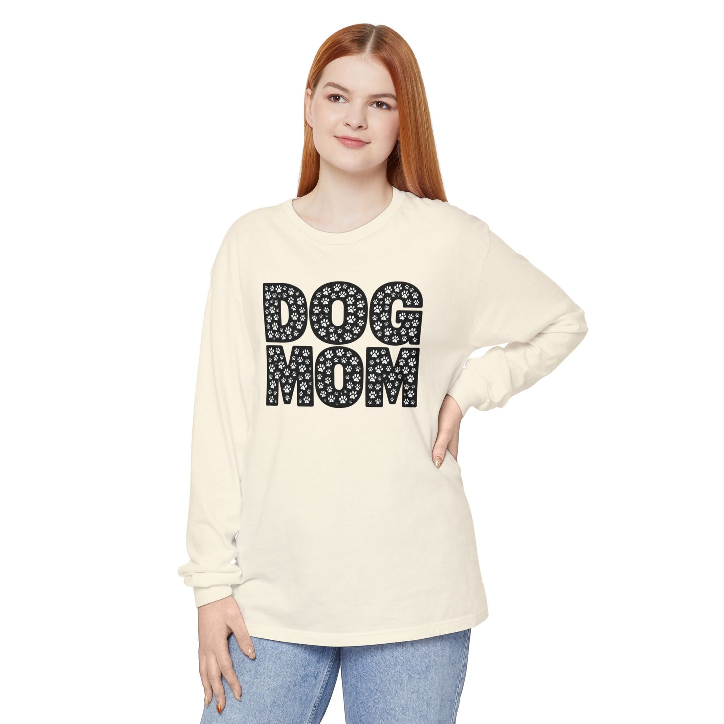 Dog Mom Long Sleeve T-Shirt, Gift for Dog Lovers, Casual Wear, Pet Owner Apparel, Mother's Day Gift, Dog Themed Fashion