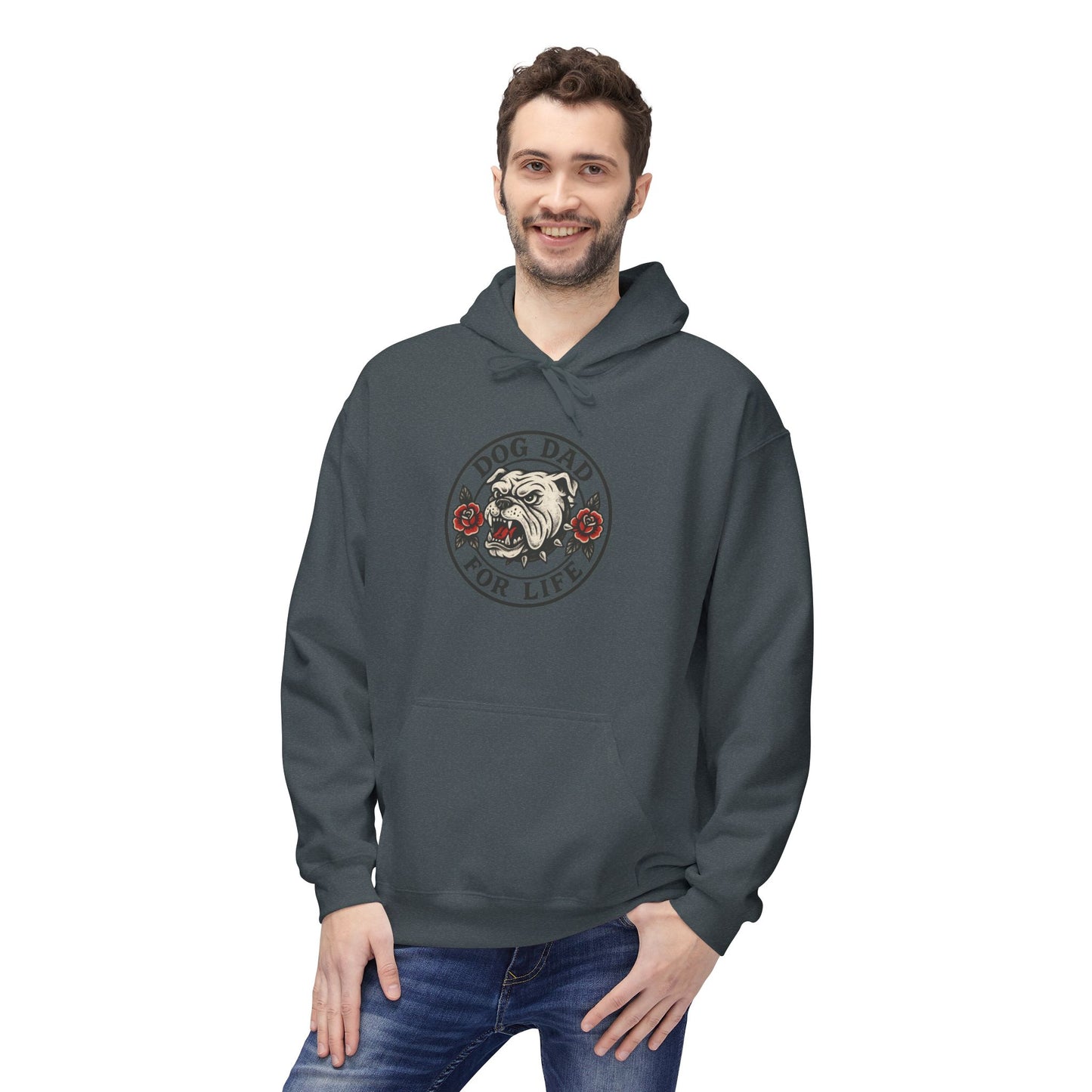 Dog Dad Fleece Hoodie, Unisex Softstyle Hooded Sweatshirt, Perfect Gift for Dog Lovers, Comfortable and Stylish