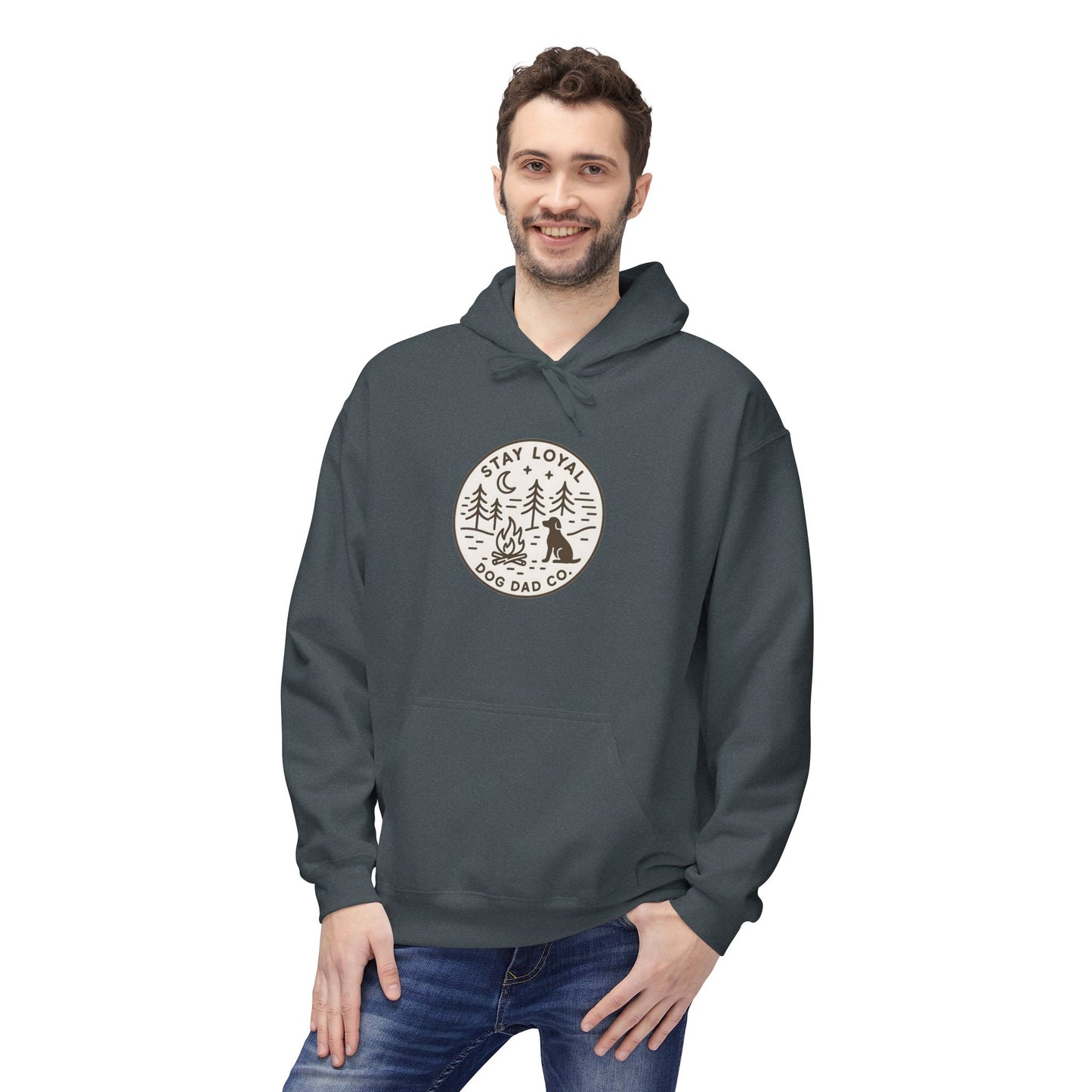Dog Dad Fleece Hoodie, Unisex Softstyle Hooded Sweatshirt, Perfect Gift for Dog Lovers, Comfortable and Stylish