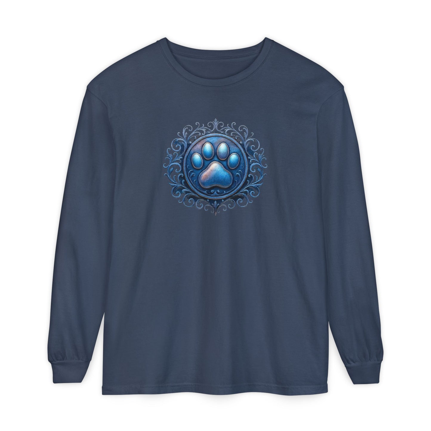 Paw Print Long Sleeve T-Shirt for Pet Lovers | Cozy Gift for Animal Enthusiasts, Casual Wear, Dog Mom Gift, Unique Pet Tee, Everyday Fashion