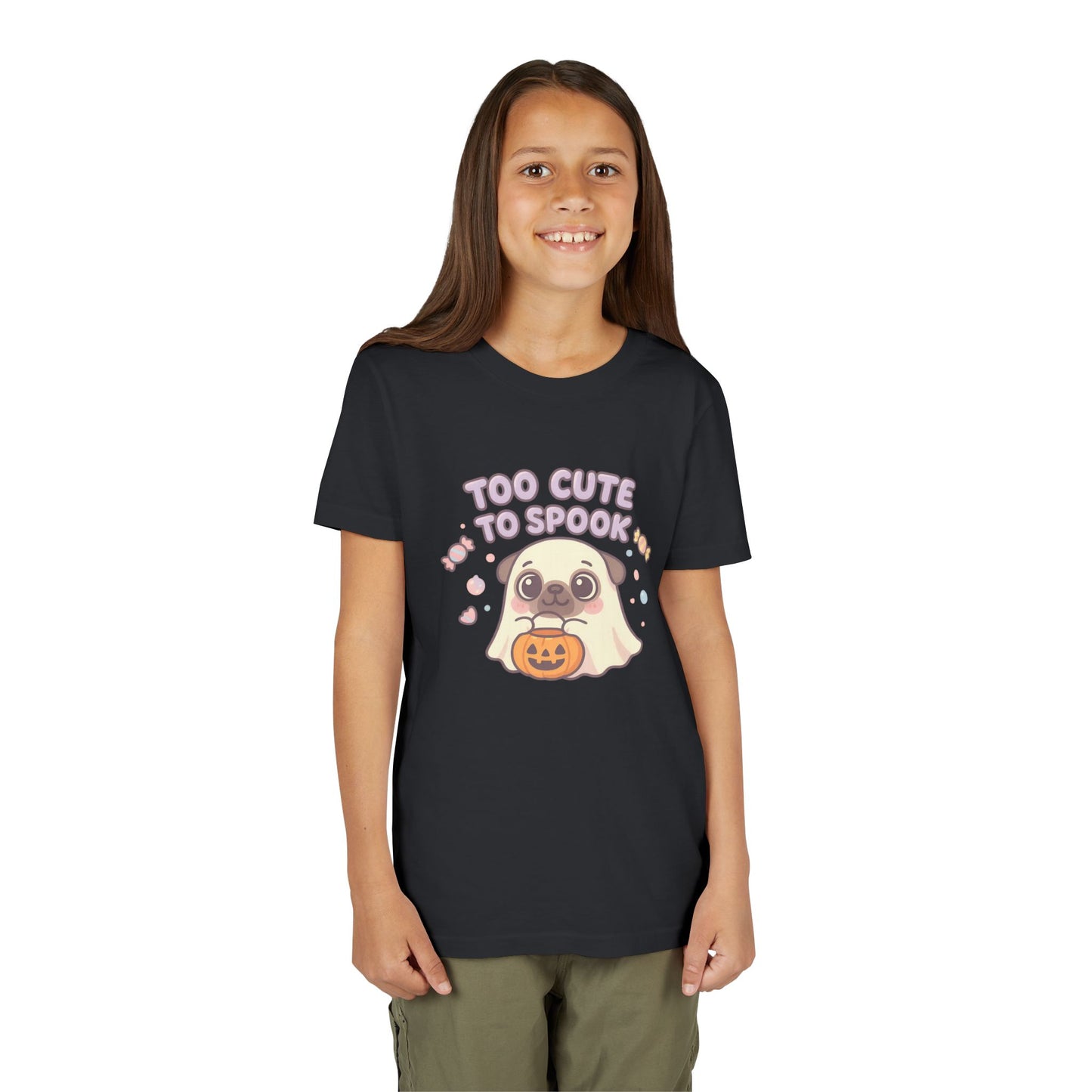 Cute Halloween Ghost Youth Tee, Spooky Shirt for Kids, Halloween Apparel, Trick or Treat T-Shirt, Funny Kids' Shirt
