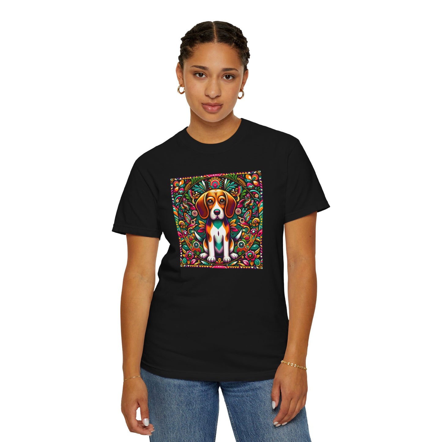 Vibrant Dog Art Unisex Garment-Dyed T-Shirt | Colorful Canine Design