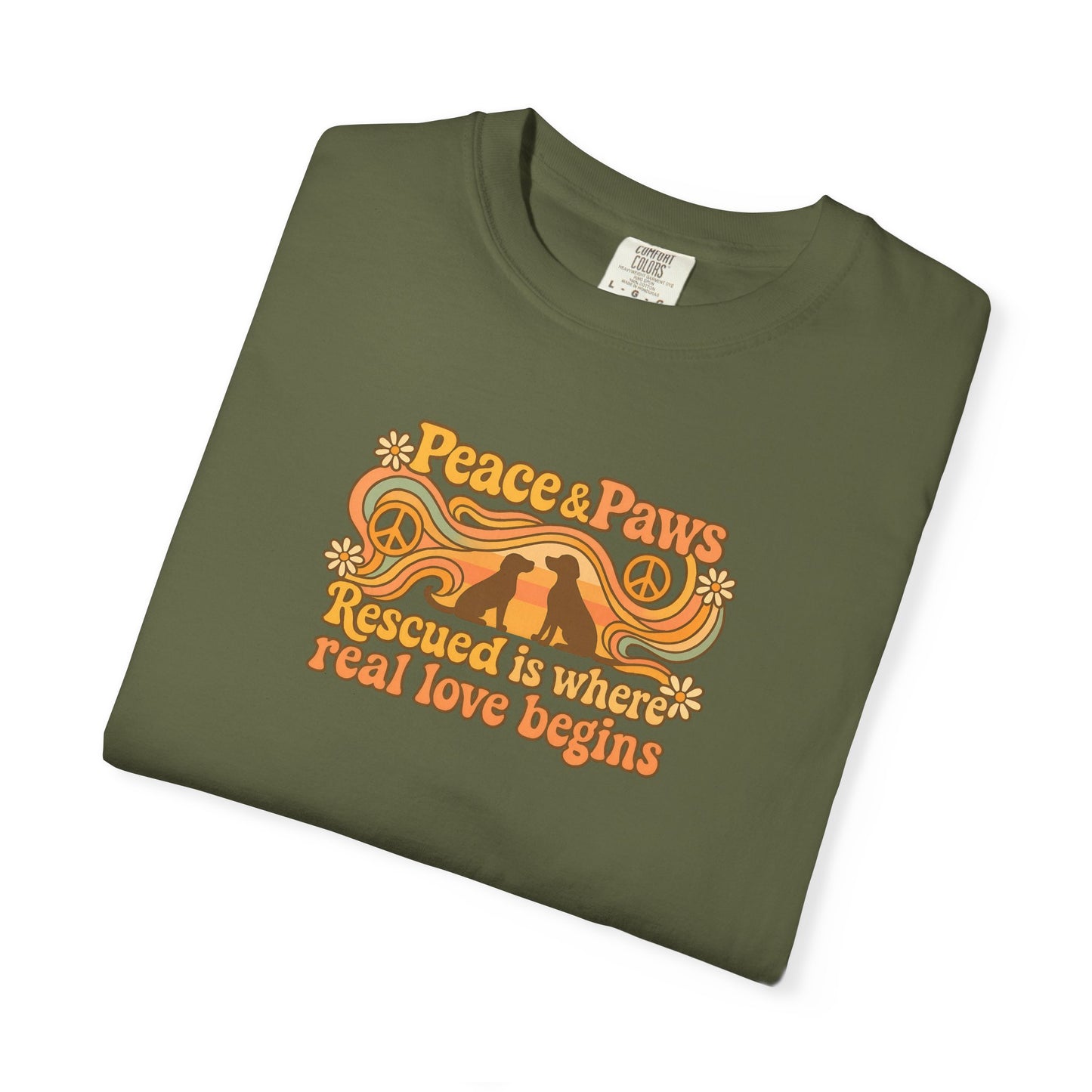 Peace & Paws T-Shirt, Perfect Gift for Couples, Vintage Style Tee, Unisex Casual Wear, Summer Fashion, Statement Shirt