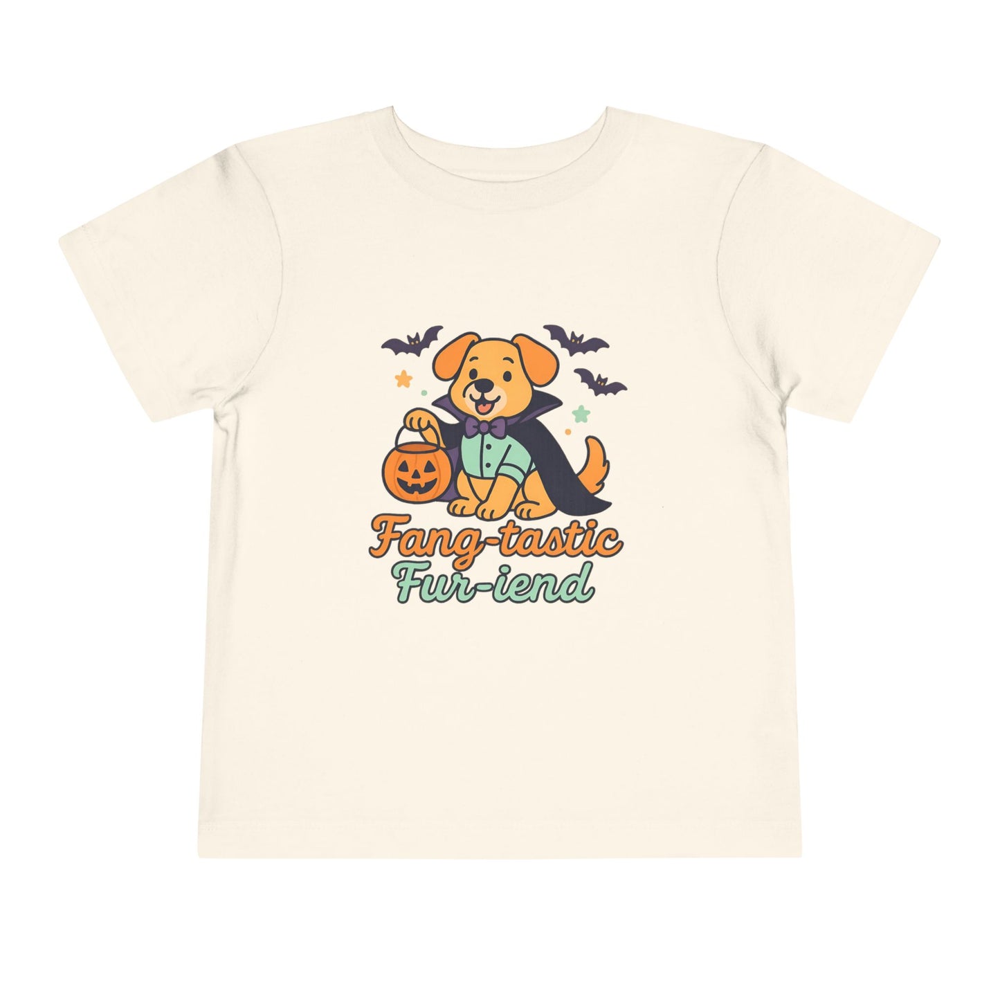 Fang-tastic Fur-iend Toddler Tee, Halloween Shirt for Kids, Cute Dog Graphic Tee, Toddler Halloween Outfit, Fall Celebration T-Shirt