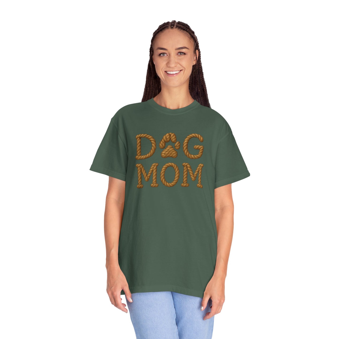 Dog Mom Garment-Dyed T-Shirt, Unisex Pet Lover Tee, Gift for Dog Owners, Casual Wear, Dog Themed Apparel, Animal Lover Clothing
