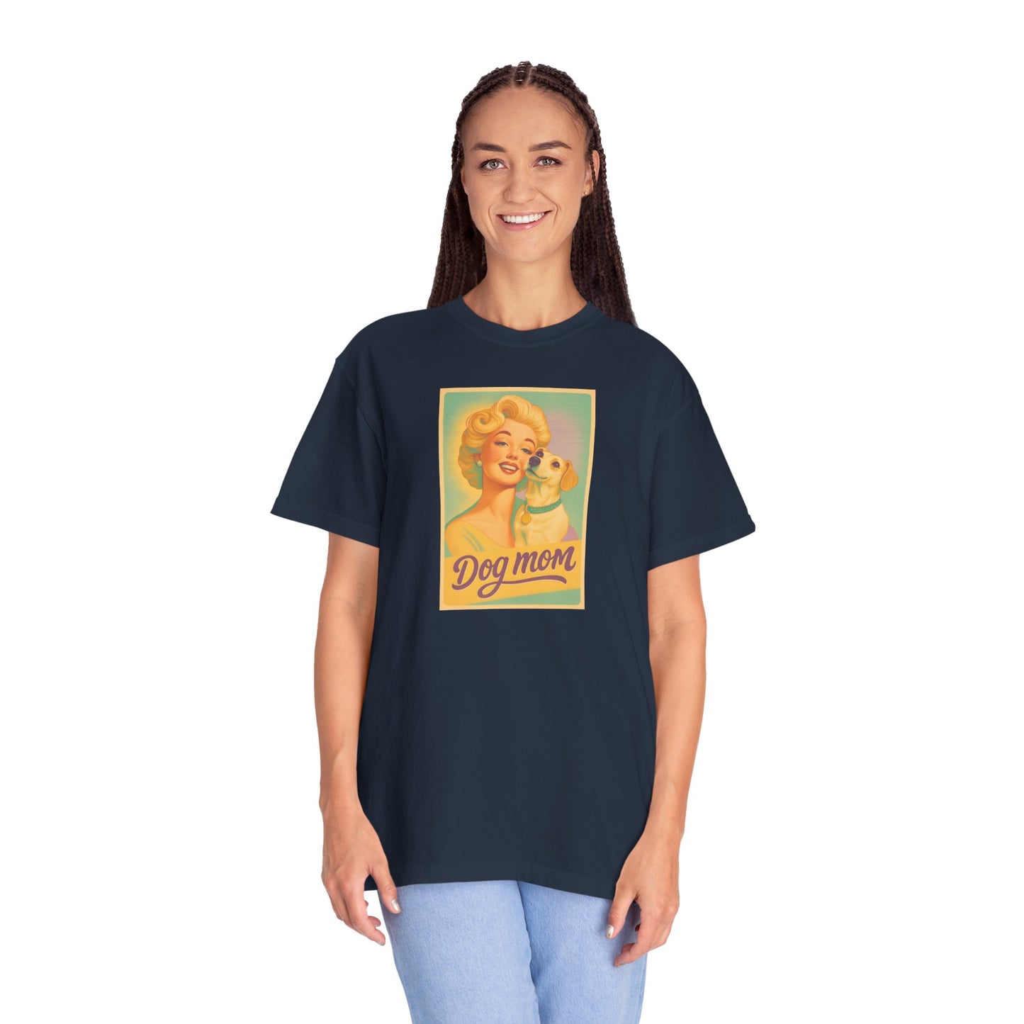 Vintage Dog Mom T-shirt - Unisex Garment-Dyed Tee for Dog Lovers