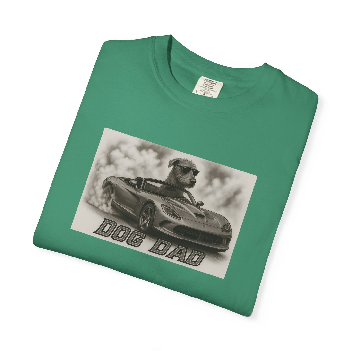 Dog Dad - Irish Wolfhound - Cool Dogs in Cool Cars T-Shirt Collection | Funny Dog Lover Apparel for Men