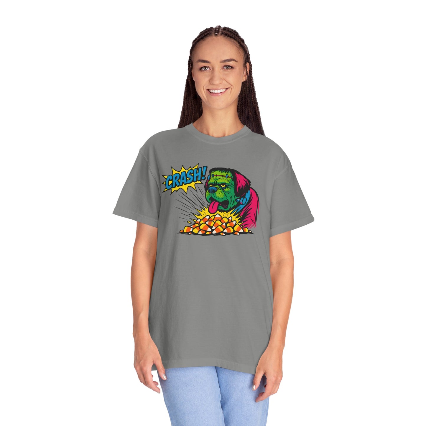 Vibrant Cartoon Graphic Tee, Crash Tee, Funky T-Shirt, Unisex Graphic Shirt, Casual Wear, Fun Gift Idea