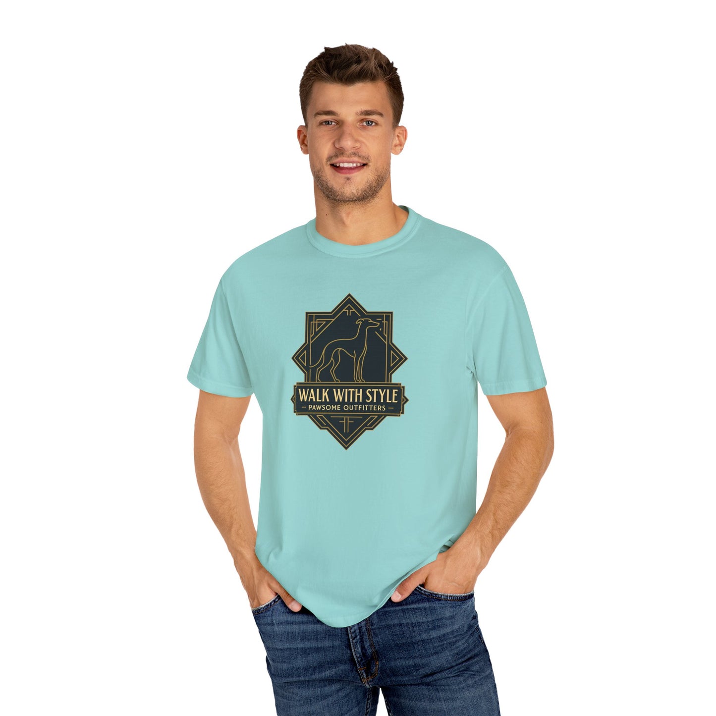 Stylish Unisex Tee - Walk with Style Graphic Shirt, Casual Wear, Gift for Dog Lovers, Relaxed Fit, Everyday Comfort