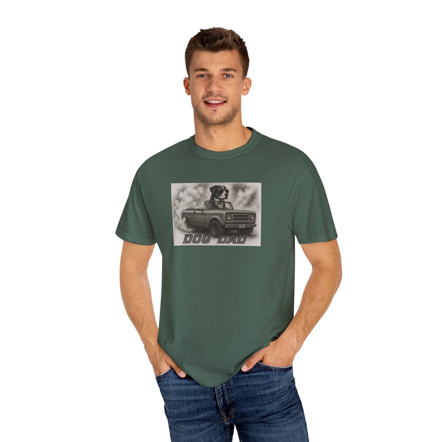 Dog Dad - Swiss Mountain Dog - Cool Dogs in Cool Cars T-Shirt Collection | Funny Dog Lover Apparel for Men