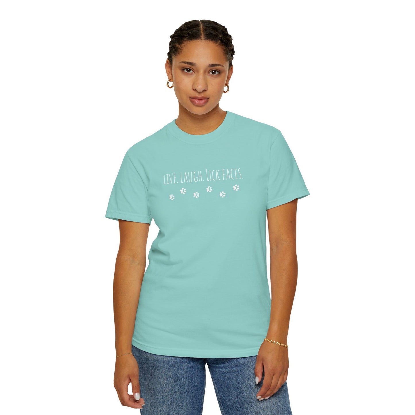 Whimsical Unisex T-shirt - Live, Laugh, Lick Faces - Funny Tee, Gift for Dog Lovers, Casual Wear, Birthday Shirt, Pet Parent Apparel