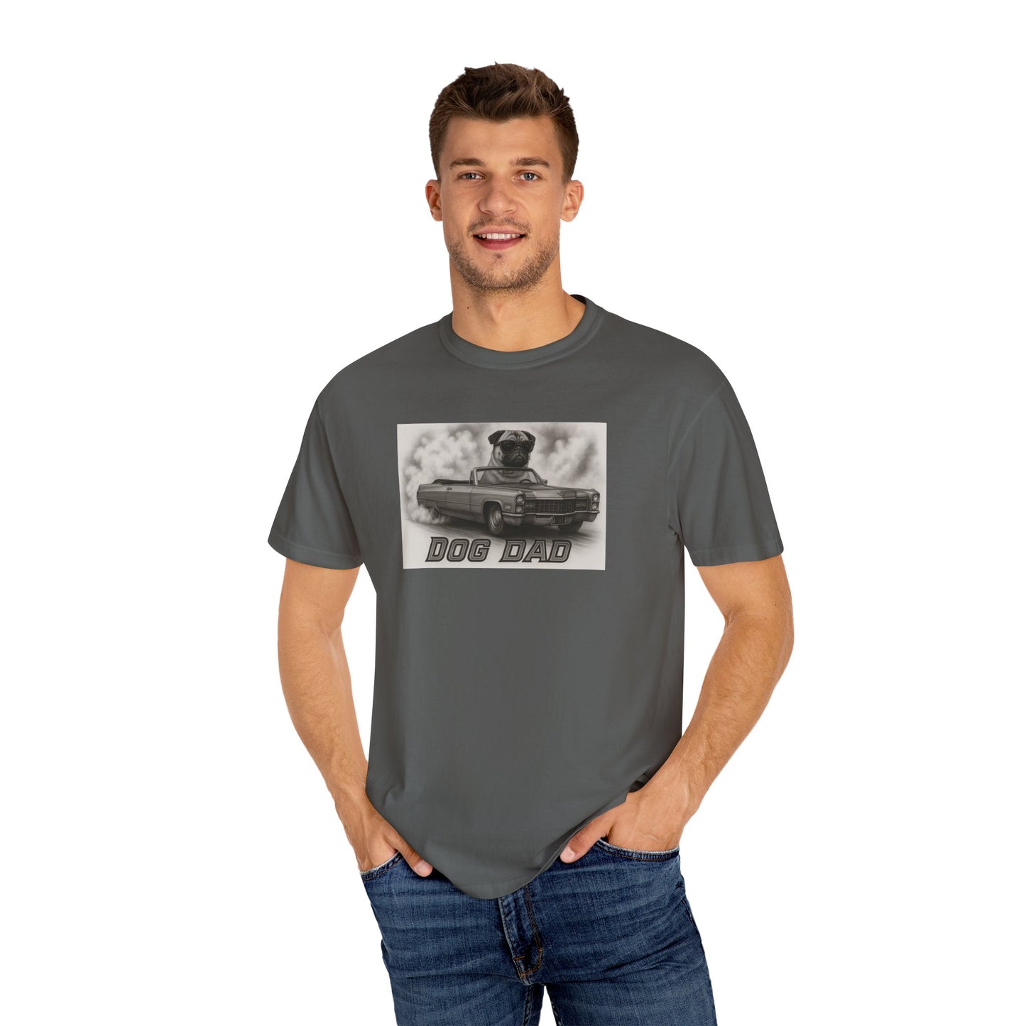 Dog Dad -Pug - Cool Dogs in Cool Cars T-Shirt Collection | Funny Dog Lover Apparel for Men