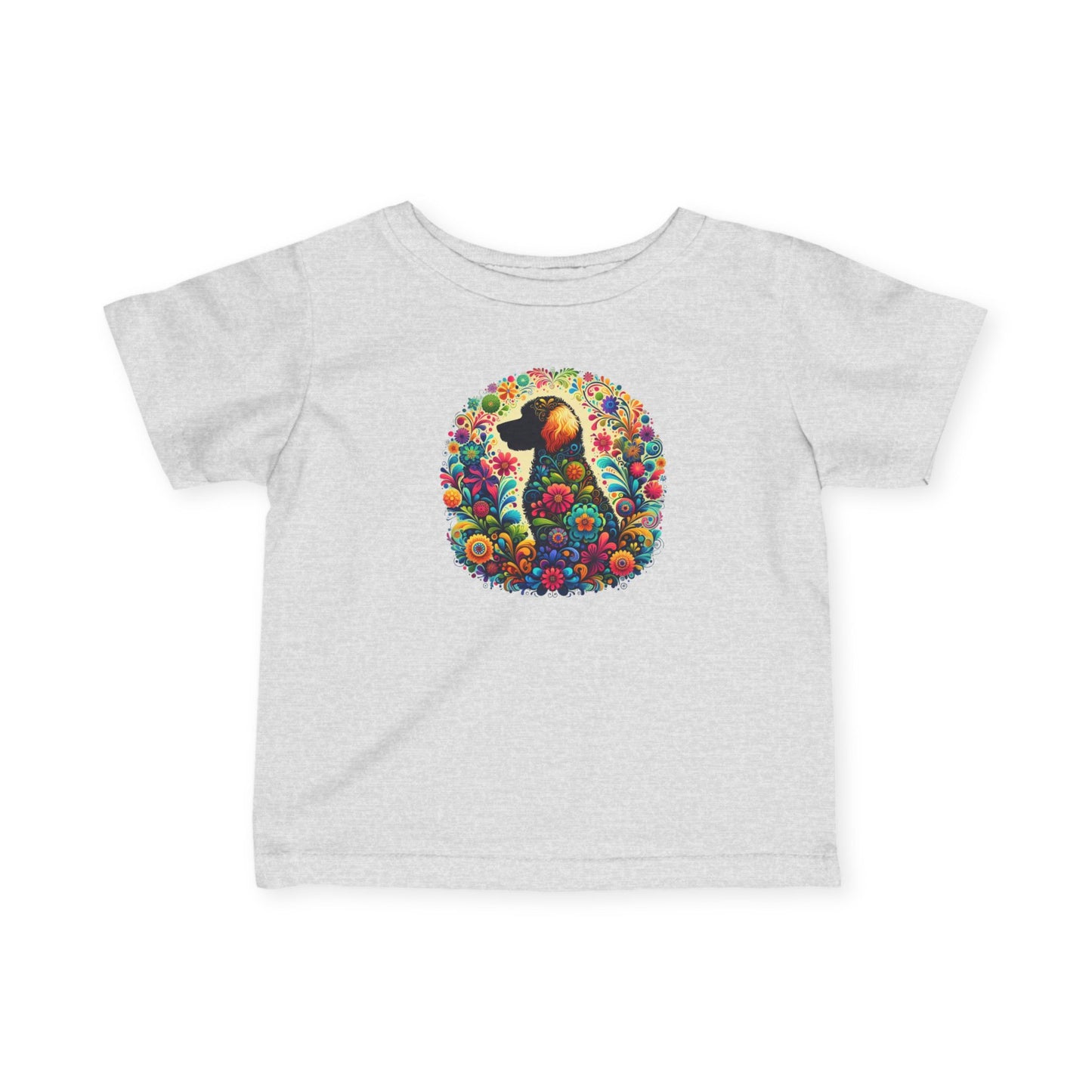Floral Dog Infant Tee | Cute Baby T-Shirt with Colorful Design